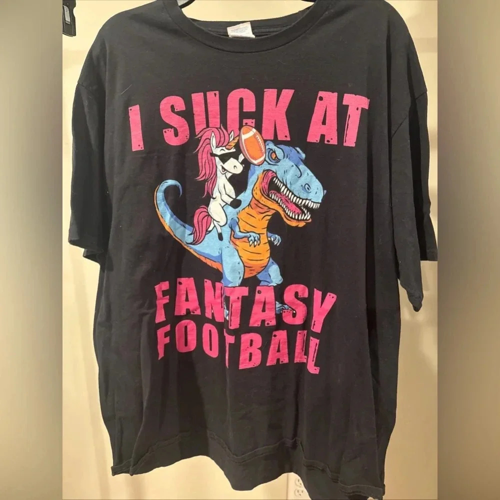 I SUCK AT FANTASY FOOTBALL T-REX RAINBOW LOSER T-Shirt Size 3XL